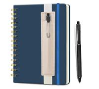Cuaderno Espiral Cuaderno espiral rayado, 14,5 x 21,8 cm, 160 páginas/80 hojas, tapa dura con portalápices y bolígrafo, tamaño A5 for escribir y tomar notas.(Blue)