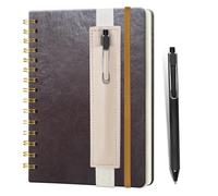 Cuaderno Espiral Cuaderno espiral rayado, 14,5 x 21,8 cm, 160 páginas/80 hojas, tapa dura con portalápices y bolígrafo, tamaño A5 for escribir y tomar notas.(Dark-brown)