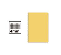 Cuaderno Espiral Cuarto Cuadrícula 4mm 75g (Tapa Dura) - Amarillo