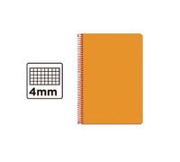 Cuaderno Espiral Cuarto Cuadrícula 4mm 75g (Tapa Dura) - Naranja
