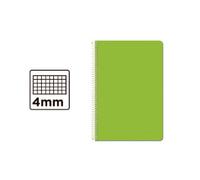 Cuaderno Espiral Cuarto Cuadrícula 4mm 75g (Tapa Dura) - Verde