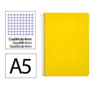 Cuaderno Espiral Cuarto Cuadrícula 4mm 90g (Tapa Dura) - Amarillo