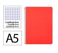 Cuaderno Espiral Cuarto Cuadrícula 4mm 90g (Tapa Dura) - Rojo