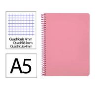 Cuaderno Espiral Cuarto Cuadrícula 4mm 90g (Tapa Dura) - Rosa