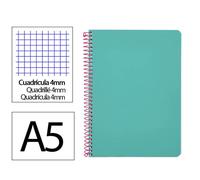 Cuaderno Espiral Cuarto Cuadrícula 4mm 90g (Tapa Dura) - Turquesa
