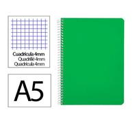 Cuaderno Espiral Cuarto Cuadrícula 4mm 90g (Tapa Dura) - Verde