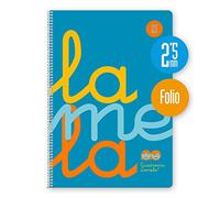 Cuaderno Espiral Fluor Lamela Fº 80 Hojas 90 gr. Cuadrovía 2,5mm. (Azul)
