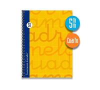 Cuaderno Espiral LAMELA 4º 80H Cuadrovía 5 mm. Tapa Extradura Naranja