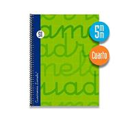 Cuaderno Espiral LAMELA 4º 80H Cuadro 5 mm. Tapa Extradura (Verde)