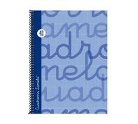 Cuaderno Espiral LAMELA 4º 80H Cuadrovía 4 mm. Tapa Extradura Azul