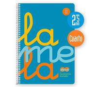 Cuaderno Espiral LAMELA Fluor, 4º 80 Hojas Cuadro 2,5 mm. Tapa Plástico (Azul)