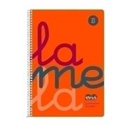 Cuaderno Espiral LAMELA Fluor, 4º 80 Hojas Cuadro 2,5 mm. Tapa Plástico (Naranja)