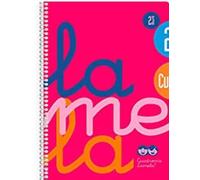 Cuaderno Espiral LAMELA Fluor, 4º 80 Hojas Cuadro 2,5 mm. Tapa Plástico (Rosa)