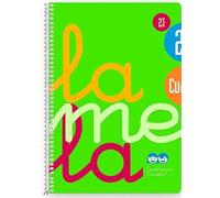 Cuaderno Espiral LAMELA Fluor, 4º 80 Hojas Cuadro 2,5 mm. Tapa Plástico (Verde)