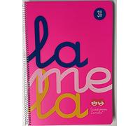 Cuaderno Espiral LAMELA Fluor, 4º 80 Hojas Cuadro 3 mm. Tapa Plástico (Rosa)