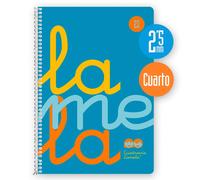Cuaderno Espiral LAMELA Fluor, 4º 80 Hojas Cuadro 2,5 mm. Tapa Plástico (Azul)