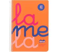 Cuaderno Espiral LAMELA Fluor, 4º 80H Cuadrovía 4 mm. Tapa Plástico Naranja