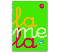 Cuaderno Espiral LAMELA Fluor, Folio 80H Cuadrovía 2,5 mm. Tapa Plástico Verde
