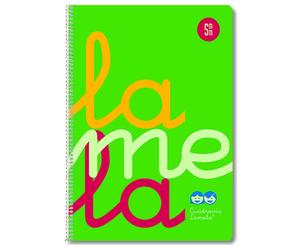 Cuaderno Espiral LAMELA Fluor, Folio 80H Cuadrovía 5 mm. Tapa Plástico Verde