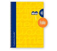Lamela Cuaderno Espiral Folio 80H Cuadrovía 4 mm. Tapa Extradura Amarillo