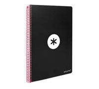 Cuaderno espiral liderpapel a4 antartik tapa dura 80h 90gr cuadro 4mm con margen color negro - KB13