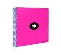 Cuaderno espiral liderpapel a4 antartik tapa dura 80h 90gr cuadro 4mm con margen color rosa fluor - KB15
