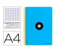 Cuaderno espiral liderpapel a4 antartik tapa dura 80h 90gr cuadro 4mm con margen color azul - KB08