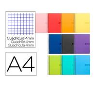 Cuaderno espiral liderpapel a4 crafty tapa forrada 80h 90 gr cuadro 4 mm con margen colores surtidos - BF62