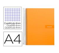 Cuaderno espiral liderpapel a4 crafty tapa forrada 80h 90 gr cuadro 4mm con margen color naranja - BF59