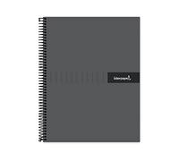 Cuaderno espiral liderpapel a4 crafty tapa forrada 80h 90 gr cuadro 4mm con margen color negro - BJ77