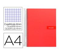 Cuaderno espiral liderpapel a4 crafty tapa forrada 80h 90 gr cuadro 4mm con margen color roja - BF47