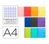 Cuaderno espiral liderpapel a4 crafty tapa forrada 80h 90 gr cuadro 5 mm con margen colores surtidos - BJ82