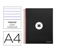 Cuaderno espiral liderpapel a4 micro antartik tapa forrada 120h 100 gr horizontal 5 bandas 4 taladros color negro - KD10