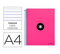 Cuaderno espiral liderpapel a4 micro antartik tapa forrada 120h 100 gr horizontal 5 bandas 4 taladros color rosa - KD05