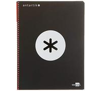 Cuaderno espiral liderpapel a4 micro antartik tapa forrada 120h 100 gr liso con bandas 4 taladros color negro - KD50
