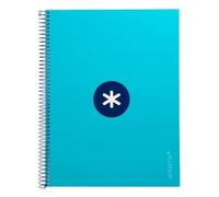 CUADERNO ESPIRAL LIDERPAPEL A4 MICRO ANTARTIK TAPA FORRADA 80H 90 GR CUADRO 5MM 1 BANDA 4 TALADROS TURQUESA