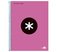 Cuaderno espiral liderpapel a4 micro antartik tapa forrada120h 100 gr cuadro 5mm 5 bandas 4 taladros color rosa - KD25
