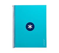 Cuaderno espiral liderpapel a4 micro antartik tapa forrada80h 90 gr horizontal 1 banda 4 taladros color turquesa