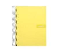 Cuaderno espiral liderpapel a4 micro crafty tapa forrada 120h 90gr cuadro 5mm 5 bandas 4 taladros color amarillo