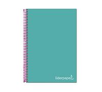 Liderpapel Cuaderno espiral Micro Jolly A4 140 h 75 gr tapa forrada cuadro 5mm 4 taladros turquesa