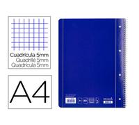 Cuaderno espiral liderpapel a4 micro serie azul tapa blanda 80h 80 gr cuadro5mm con margen 4 taladros azul - BE03
