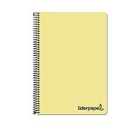 Cuaderno espiral liderpapel a4 micro wonder tapa plastico 120h 90 gr cuadro 5 mm 5 banda4 taladros color amarillo - BA20