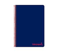 Cuaderno espiral liderpapel a4 micro wonder tapa plastico 120h 90 gr cuadro 5 mm 5 banda4 taladros color azul marino - BA86