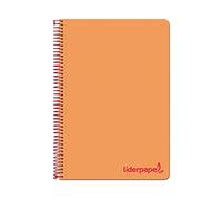 Cuaderno espiral liderpapel a4 micro wonder tapa plastico 120h 90 gr cuadro 5 mm 5 banda4 taladros color naranja - BA18