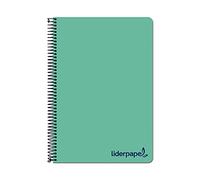 Cuaderno espiral liderpapel a4 micro wonder tapa plastico 120h 90 gr cuadro 5 mm 5 bandas 4 taladros color verde - BA17