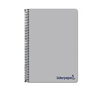 Cuaderno espiral liderpapel a4 micro wonder tapa plastico 120h 90 gr cuadro 5 mm 5 bandas 4 taladros color gris - BA87