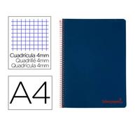 Cuaderno espiral liderpapel a4 wonder tapa plastico 80h 90gr cuadro 4mm con margen color azul marino