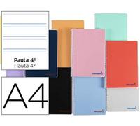Cuaderno espiral liderpapel a4 wonder tapa plastico 80h 90gr pauta ancha 3,5mm con margen colores surtidos