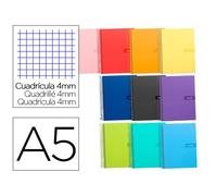 Cuaderno espiral liderpapel a5 crafty tapa forrada 80h 90 gr cuadro 4 mm con margen colores surtidos - BC79