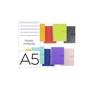 Cuaderno espiral liderpapel a5 crafty tapa forrada 80h 90 gr rayado horizontal con margen colores surtidos
